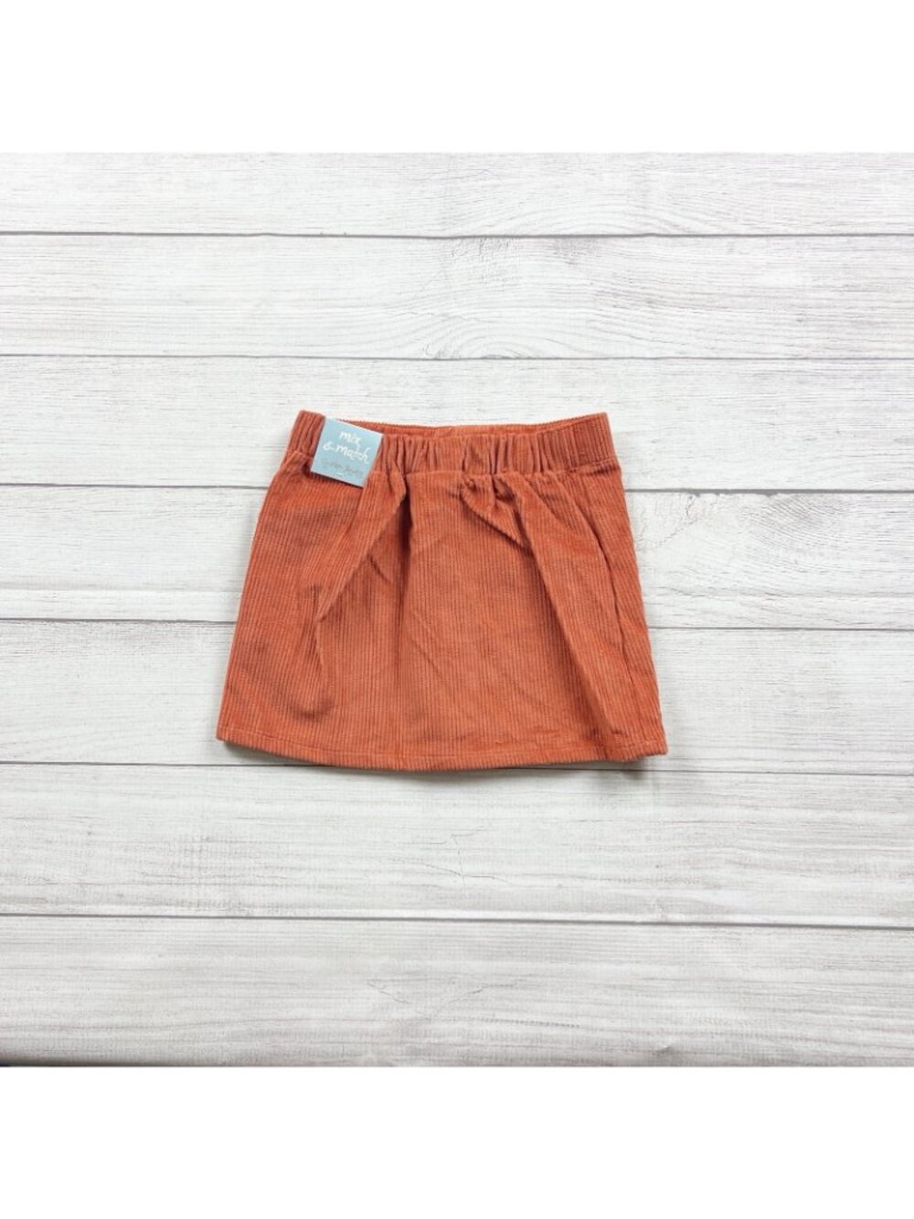 Cynthia Rowley Girls Orange Corduroy Snap Front Skirt Elastic Waist NWT 5-6 - Picture 3 of 3